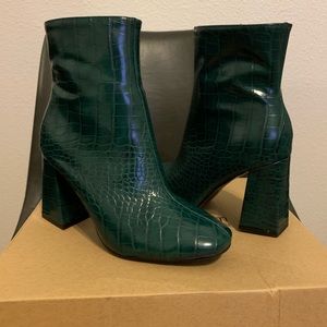 Green Snake Skin Booties